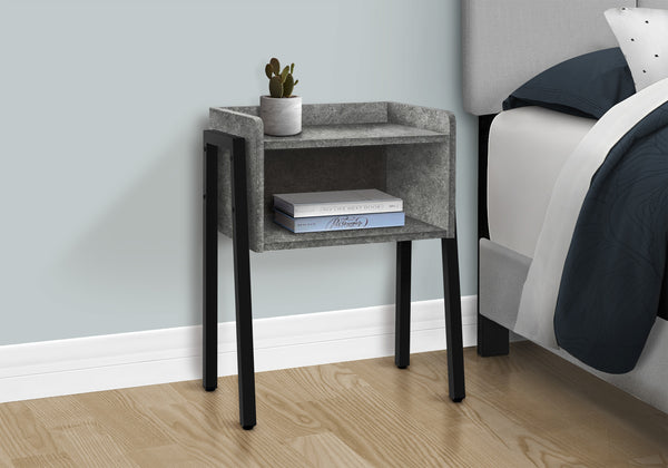 English Elm Accent Table Two Tier Industrial Nightstand with Reclaimed Wood Look and Black Metal Legs B2710P219345
