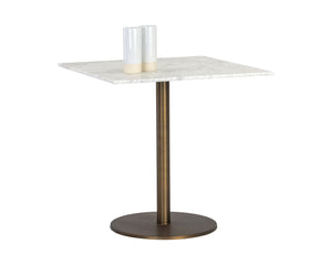 Sunpan Enco Bistro Table - Elegant Art Deco Design with Solid Carrara Marble Top and Antique Gold Base Square - 30W x 30D x 30H