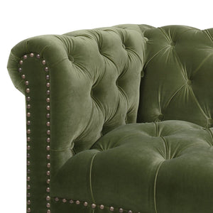 English Elm Jennifer Taylor Home - Alto Handcrafted 88" Tufted Chesterfield Sofa in Olive Performance Velvet with Nailhead Trim and Supportive Frame B2719P238299