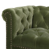 English Elm Alto 88" Tufted Chesterfield Sofa, Olive Green Performance Velvet