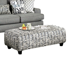 English Elm Blue Blue Gray Upholstery Ottoman 49"L x 24"W Coastal-Style Transitional Accent with Tapered Legs, Medium Foam Cushioning B2741P355869