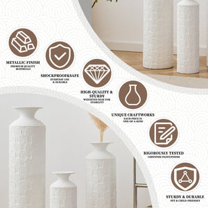 English Elm 39.4" Handcrafted Rattan-textured Pvc Tall Floor Vase Boho Entryway Sculptural Accent White W2796P446236