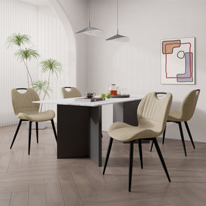 English Elm Dining Chair Set Of 2 Modern Pu Leather Armless Side Chairs With Comfy Backrest And Solid Wood Legs T3950P396418