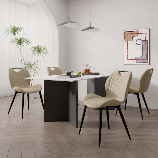 English Elm Dining Chair Set Of 2 Modern Pu Leather Armless Side Chairs With Comfy Backrest And Solid Wood Legs T3950P396418