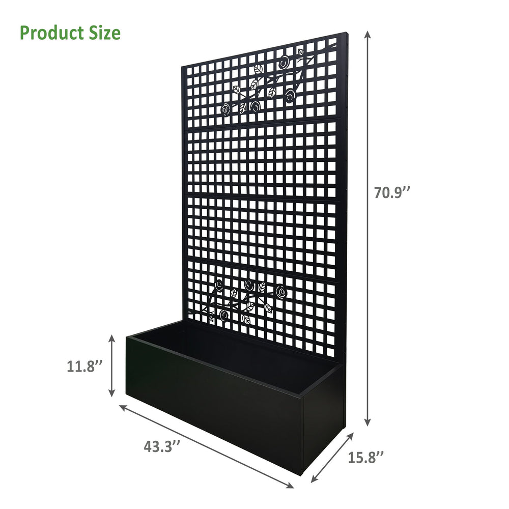 English Elm Metal Raised Garden Bed with Integrated Trellis for Patio Privacy and Climbing Plants W1586P455883