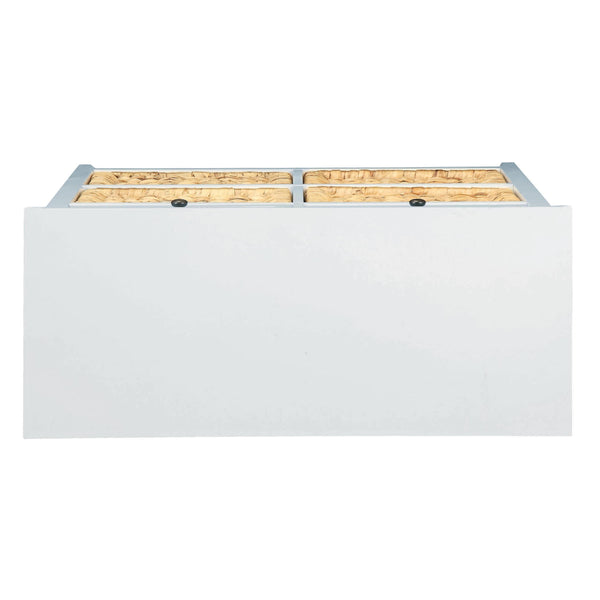 English Elm White 6-Drawer Console Cabinet with Wicker Front Basket, Durable MDF Veneer, KD Assembly, Classic Chic Appeal B062P209185