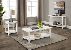 English Elm Wood Pine End Table with Open Shelf Rustic Farmhouse Living Room Accent Piece White B016P472796
