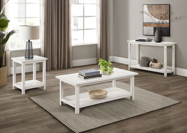 English Elm Wood Pine End Table with Open Shelf Rustic Farmhouse Living Room Accent Piece White B016P472796