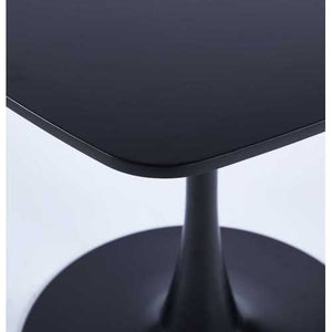 English Elm 24 Inch Black Square Tulip Table for 2-4, Mid-Century Modern Small Dining Table with Sturdy Pedestal Base for Kitchen, Apartment, Cafe W3766P370576