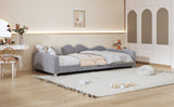 English Elm Twin Size Upholstered Daybed, Sherpa Fabric Sofabed With Cloud-Shaped Backrest, No Box-Spring Needed, Gray