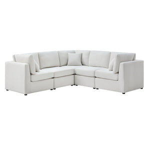 English Elm Chauncy Five Piece Modular Sectional Performance Fabric Living Room Seating Set Ivory B050S00033