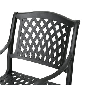 English Elm Christopher Knight Home® - Olmsted Black 5-Piece Aluminum Dining Set — Weather-Resistant Cast Aluminum, Mesh Back Seats, Patio Luxury 54587.00SAD-4_54586.00SAD