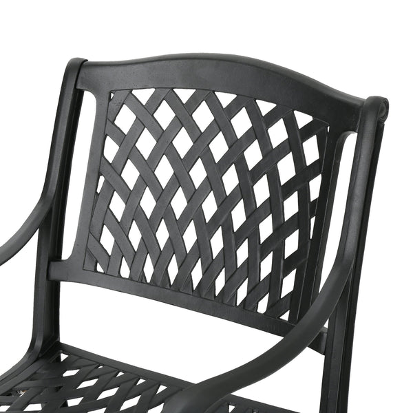 English Elm Christopher Knight Home® - Olmsted Black 5-Piece Aluminum Dining Set — Weather-Resistant Cast Aluminum, Mesh Back Seats, Patio Luxury 54587.00SAD-4_54586.00SAD