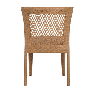 English Elm 7 Piece Outdoor Dining Set Acacia Wood Live Edge Table Woven Rattan Chairs Patio N762S000027AAA