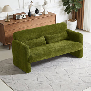 English Elm Best-selling Boucle Cloud Loveseat Velvet Upholstered 2 Seater with Lumbar Pillow Green W1765P334060