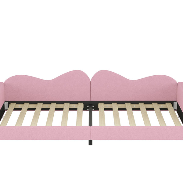 English Elm Twin Sherpa Upholstered Daybed with Cloud-Shaped Backrest, Cozy Sofabed Design, No Box Spring Needed Pink 42.5 L x 25.5 W x 8 H N733P234602H