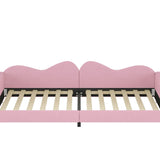 English Elm Twin Size Upholstered Daybed, Sherpa Fabric Sofabed With Cloud-Shaped Backrest, No Box-Spring Needed, Pink