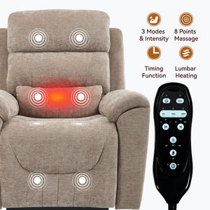 English Elm Dual Motor Power Lift Recliner with Massage Heat and Leatherair Upholstery W3224S00017