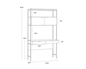 Sunpan AMBROSE Modular Wall Desk - Elegant Cream Oak & Champagne Gold Storage Solution for Modern Spaces 107643