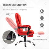 English Elm Homcom High Back Ergonomic Executive Office Chair, Pu Leather Computer Chair With Retractable Footrest, Lumbar Support, Padded Headrest and Armrest, Red