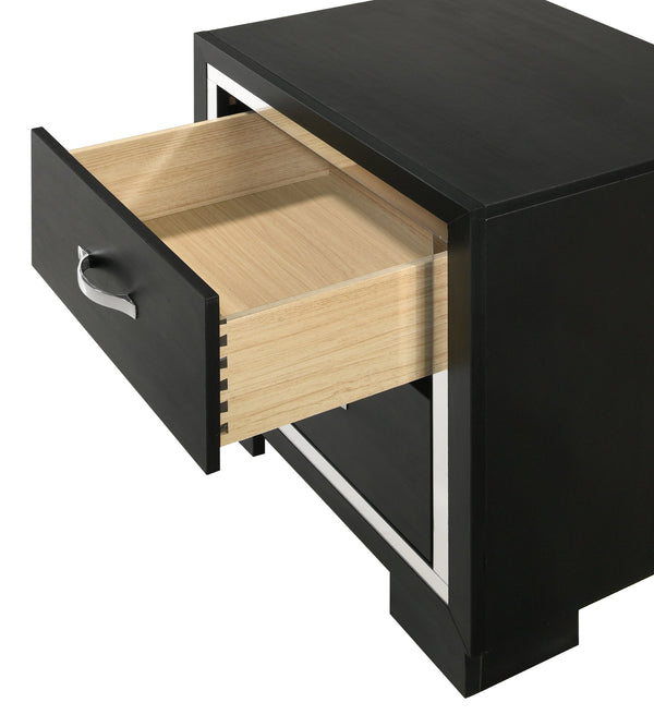 English Elm Modern Black 2-Drawer Nightstand with Sleek Metal Handles, Compact 21.5" x16.1" x23.7" H Accent Piece B2741P371621