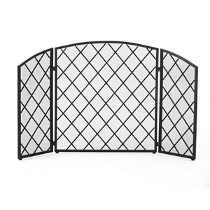 English Elm Christopher Knight Home® - FIRE Amiyah 3-Panel Iron Fireplace Screen - Decorative Protective Mesh Shield for Hearth Safety and Style Black 61127.00