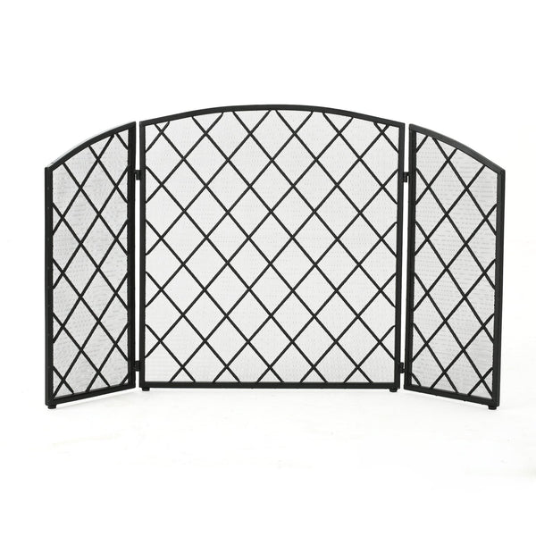 English Elm Christopher Knight Home® - FIRE Amiyah 3-Panel Iron Fireplace Screen - Decorative Protective Mesh Shield for Hearth Safety and Style Black 61127.00