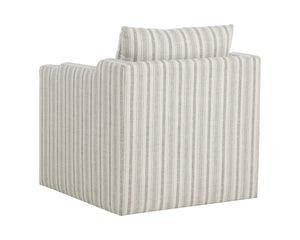 Sunpan ROOSEVELT Swivel Lounge Chair - Coastal Style with Gifford Script Upholstery for Modern Comfort 112479