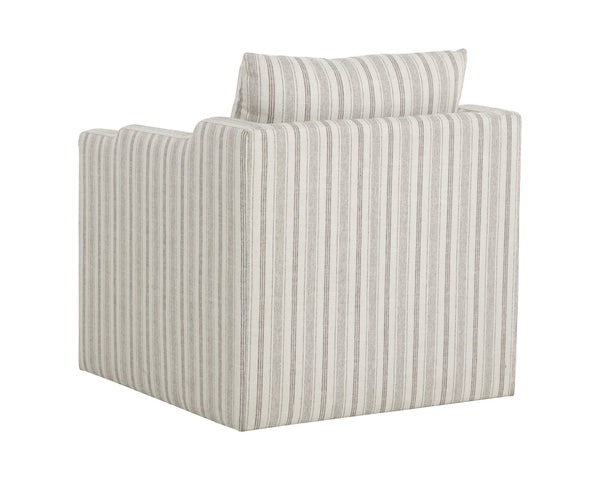 Sunpan ROOSEVELT Swivel Lounge Chair - Coastal Style with Gifford Script Upholstery for Modern Comfort 112479