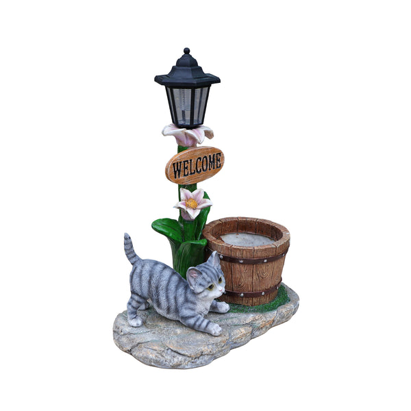 English Elm Labrador Solar Garden Statue with Led Glow and Built-in Succulent Planter Basin W5398P464241