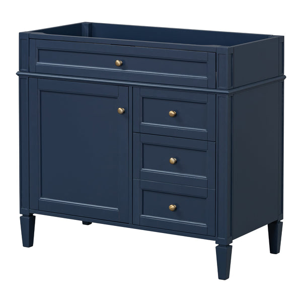 English Elm 36'' Modern Bathroom Vanity Cabinet with Tip-Out Drawer, Adjustable Shelf, Smooth Metal Slides, Solid Wood Frame Blue N710P186084C