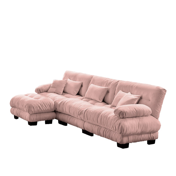 English Elm Luxury Modular Sectional Sofa - Oversized L-Shaped Chenille Couch In Chic Pink For Ultimate Comfort W714S01011