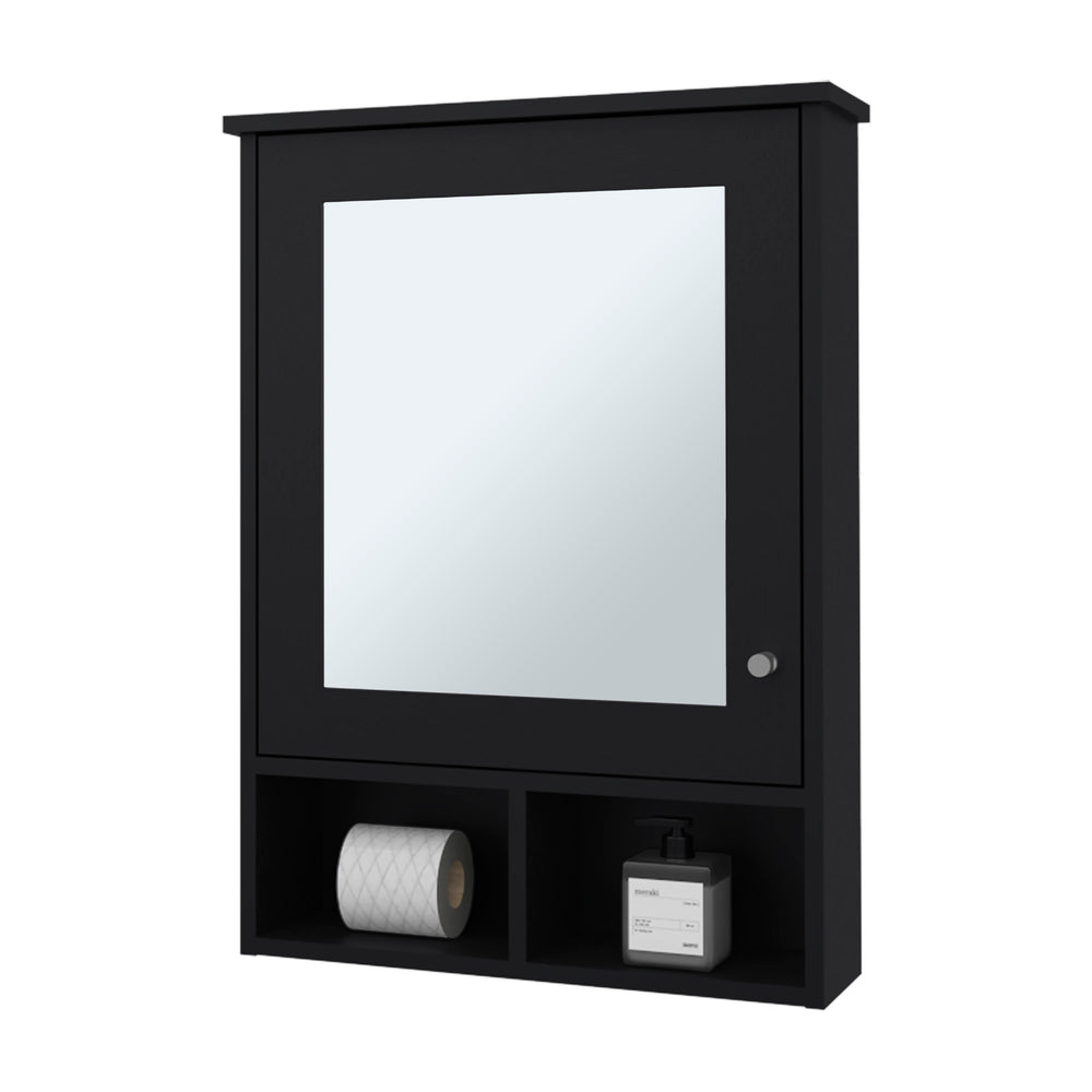 English Elm Poston Melamine Medicine Cabinet with Mirror Door, Black — 29"H x 20.9"W x 6.6"D, Modern Storage Solution B128P237157
