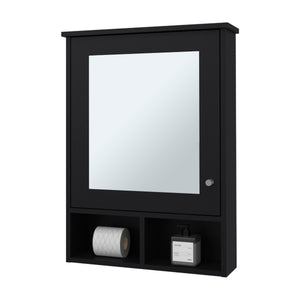English Elm Poston Melamine Medicine Cabinet with Mirror Door, Black — 29"H x 20.9"W x 6.6"D, Modern Storage Solution B128P237157