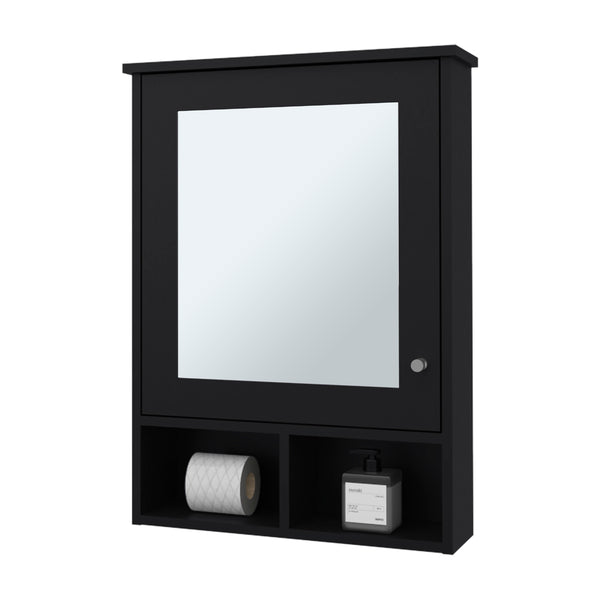 English Elm Poston Melamine Medicine Cabinet with Mirror Door, Black — 29"H x 20.9"W x 6.6"D, Modern Storage Solution B128P237157