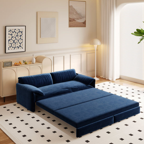 English Elm 66" Queen Sleeper Loveseat Velvet Convertible Sofa with Built-in Side Storage for Living Room W1885S00225