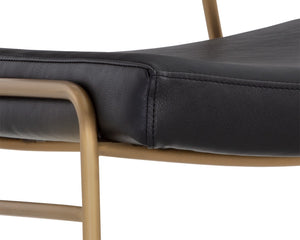 Sunpan Brinley Dining Chair - Modern Faux Leather Comfort with Stylish Powder Coated Stainless Steel Legs Gold / Nightfall Black & Chacha Grey