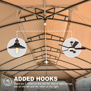 English Elm Gazebo 10X20Ft Outdoor Canopy With Double Roof, Privacy Curtains & Mosquito Nets For Any Event W1859S00085