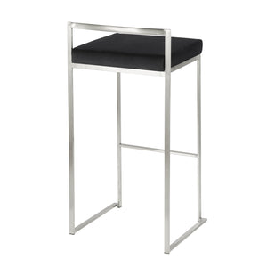 English Elm Fuji Contemporary Stackable Barstool Set Of 2 - Luxurious Black Velvet Cushion With Sleek Steel Frame B202P222169