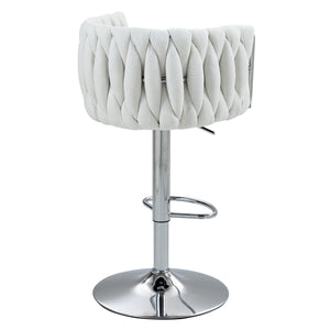 English Elm 360° Swivel Bar Stools Set of 2 with High-Rebound Cushions, Adjustable Counter Height, Sleek Chrome Frame for Kitchen Island and Cafe Seating Beige W2215P184992