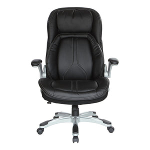 OSP Home Furnishings Bonded Leather Executive Office Chair with Lumbar Support and Ergonomic Adjustable Seat Silver ECH620636-EC3