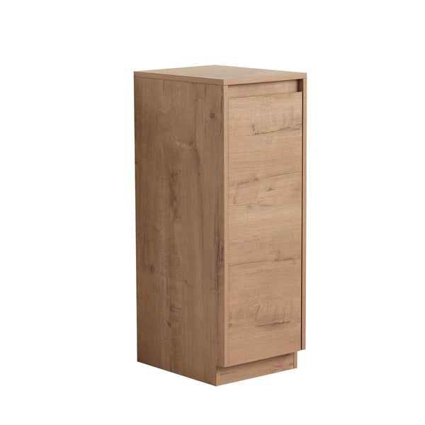 English Elm 12" Slim Freestanding Cabinet Oak Finish Soft Close Door Adjustable Shelves Bathroom W999P406013