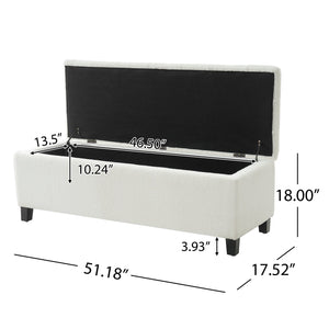 English Elm Ottoman Storage Bench Boucle Tufted Upholstered with Rubberwood Legs Bedroom Entryway N779P369512W