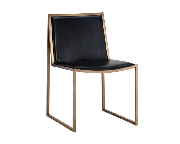 Sunpan Blair Dining Chair Set - Chic Antique Brass Frame with Luxurious Smooth Leather for Modern Spaces Cantina Black
