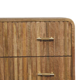 English Elm Solid Wood T-Bar Ridged Chest