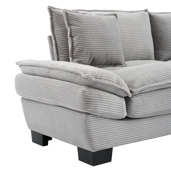English Elm Corduroy Modern Sofa Sleeper Loveseat with Double-Layer Cushions, Two Pillows, Sturdy Frame 84" LIGHT GREY W676P227345