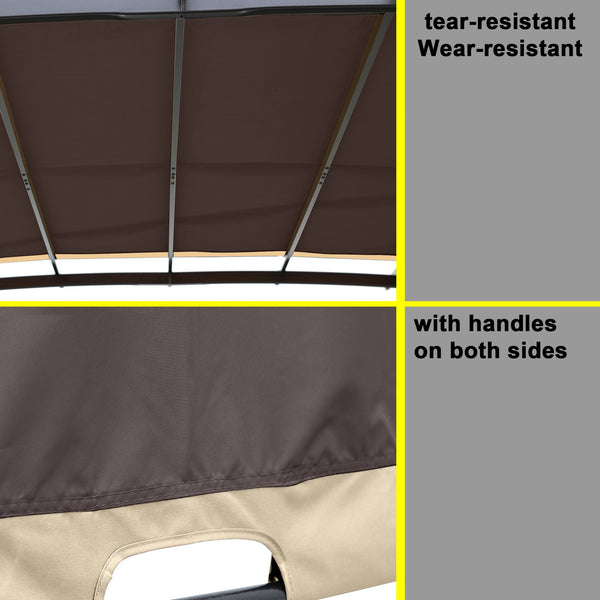 English Elm Universal Canopy Cover Replacement for 12x9 Ft Curved Pergola Frame, Brown Polyester UV‑Resistant Shade W419P326867