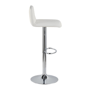 English Elm Adjustable Velvet Swivel Barstools with Chrome Base for Kitchen or Home Bar Set of 2 White B202S01963