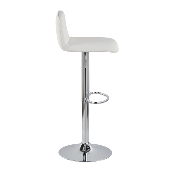 English Elm Adjustable Velvet Swivel Barstools with Chrome Base for Kitchen or Home Bar Set of 2 White B202S01963