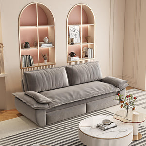 English Elm 73.2" Queen Sleeper Sofa Convertible Corduroy Loveseat for Guest Room or Living Space Grey W1885S00330